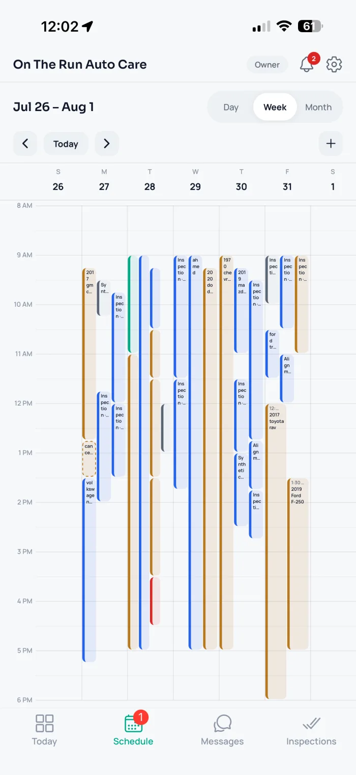 The FluxFront calendar on a phone