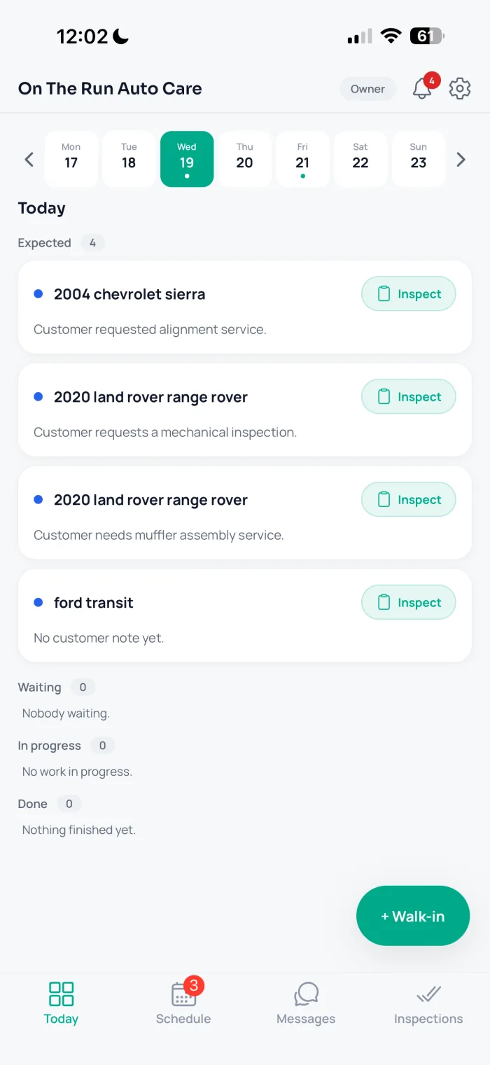 The Today board in the FluxFront app on a phone
