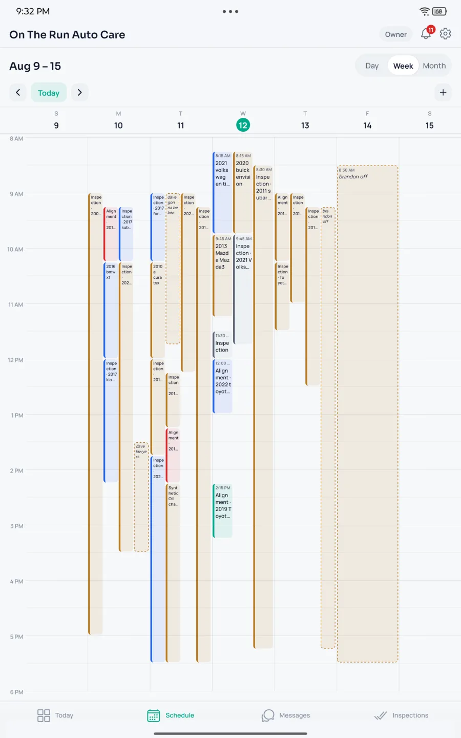 The FluxFront calendar on a tablet